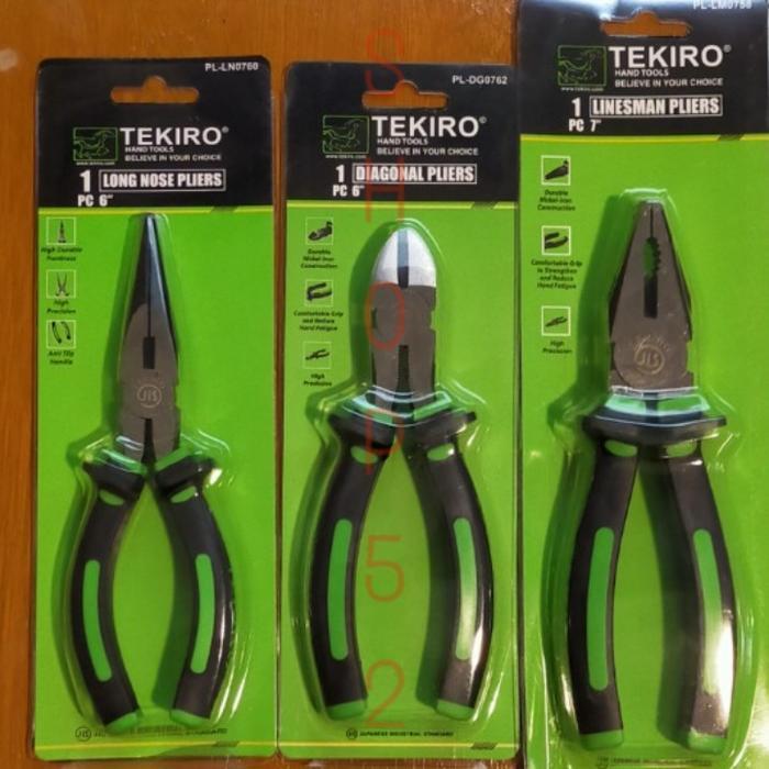 TEKIRO Tang Set 3pcs Tang Potong 6" Tang Lancip 6" Tang Kombinasi 7" 1 Set isi 3 Macam Tang Original