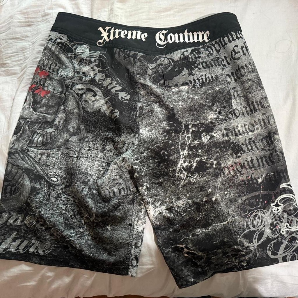 Xtreme Couture Cyber Retro Functional Shorts Skull and Snake Print Gothic Street Pants Trendy
