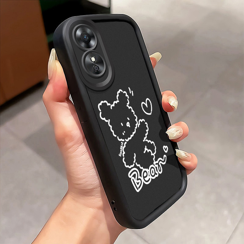 Casing Hp OPPO A17 OPPO A17K Case Casing Lukisan beruang pola Kasus HP Tangga Langit Mewah Silikon S