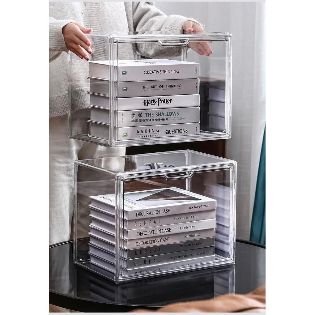 BOOKS MEJA CONTAINER BOX ORGANISER ACRYLIC TRANSPARENT