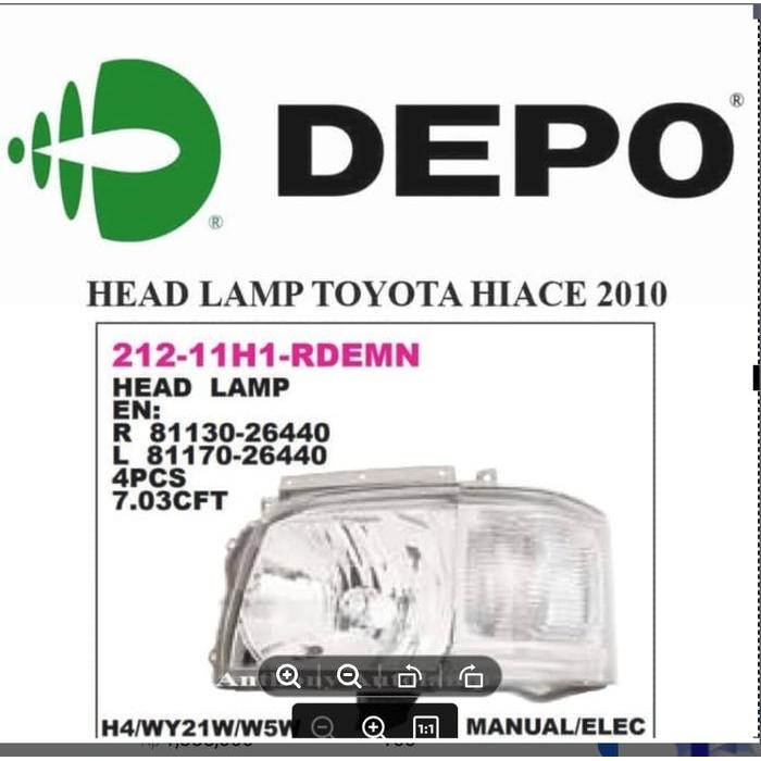 Lampu Depan Toyota Hiace 2010 2011 2012 Depo