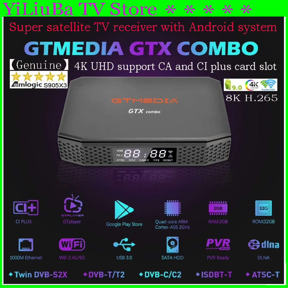 [Genuine] Hot Selling Gtmedia Gtx O 4K 8K Uhd Android9 Super Satellite Tv Recer Dvb-S2/T2/C 2G+32G