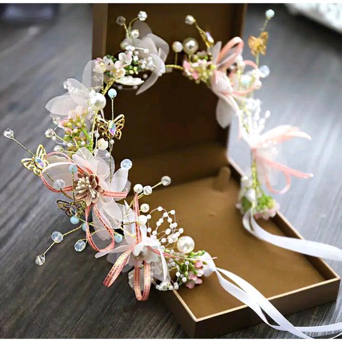 Terlaris Headpiece Faye - Mahkota Bunga Mutiara - Headpiece Hiasan Hijab / Kepala Elegan Aksesoris