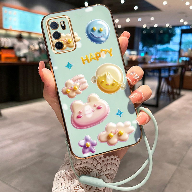 Casing Hp Untuk OPPO A16 A16s A54s Case Casing HP pola yang lucu Kesing Cesing tali berlapis Kasing 
