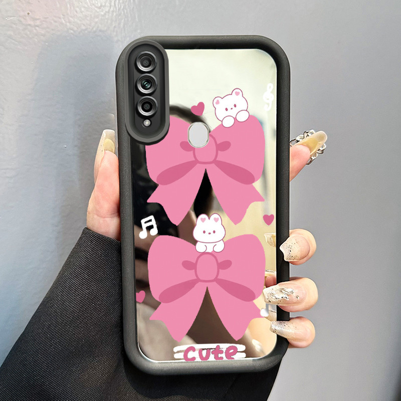 Casing Hp OPPO A31 2020 A8 Case HP Casing pola Cinta Kelinci Putih Kartun Kasing cermin Cesing Silik