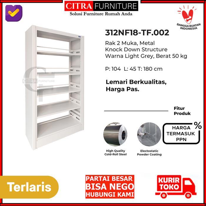 TOPAS Lemari Besi Rak Buku Perpustakaan Sekolah 2 Muka