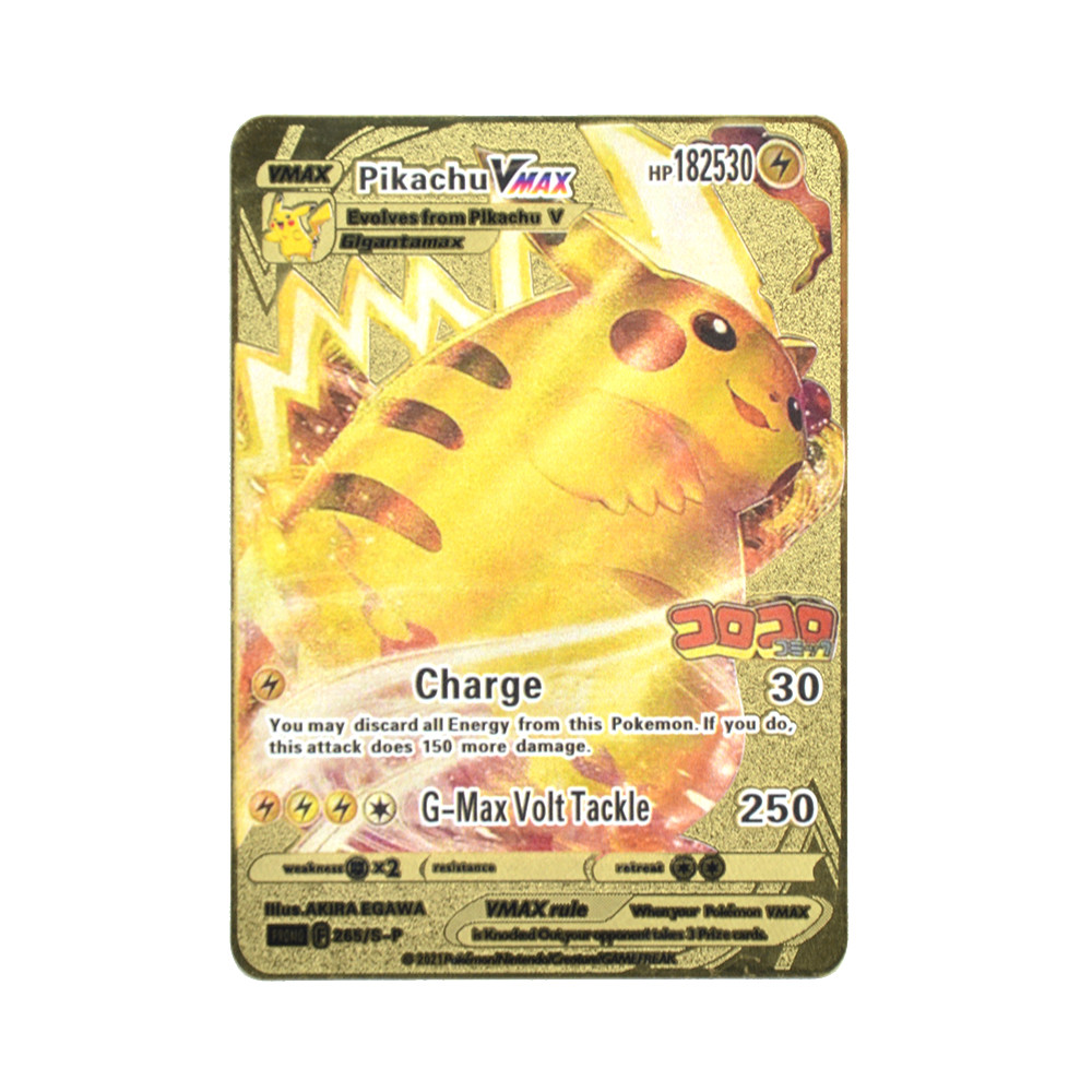 Pokemon Gold Metal Card High HP Raichu Charizard Blastoise Venusaur VMAX Great Super Card English Ve