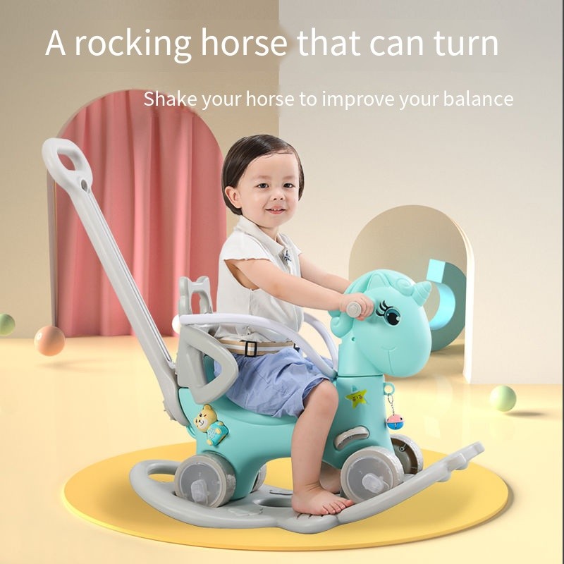 Multi-functional Baby Balance Horse Car Kids Rocking Chair Thickening Chassis Multifunctional PE Pla