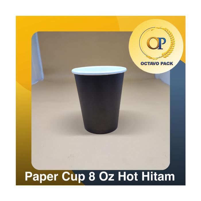 mhej- Paper Cup 8 Oz Hot Hitam / Gelas Kertas Minuman Panas 8 Oz Warna / Cup Coffee (Isi 50