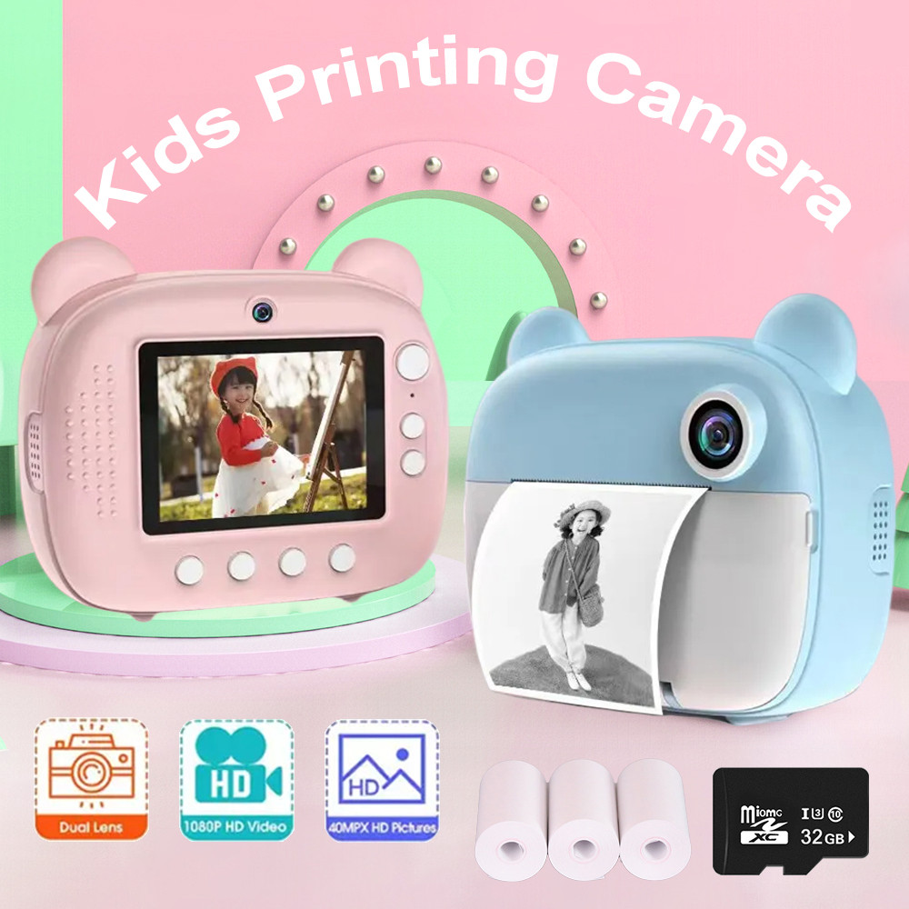 Children's Instant Print Camera With Thermal Printer Kids Digital
