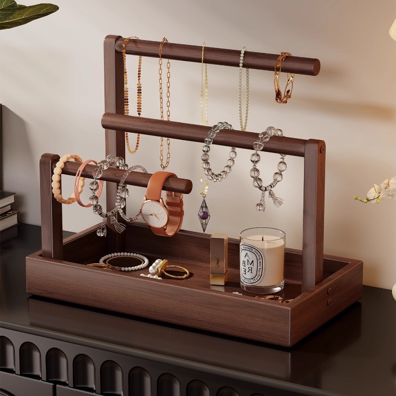 Wooden Jewelry Showcase Stand Multilayer Jewellery Displays Rack Necklace Ring Storage Shelf