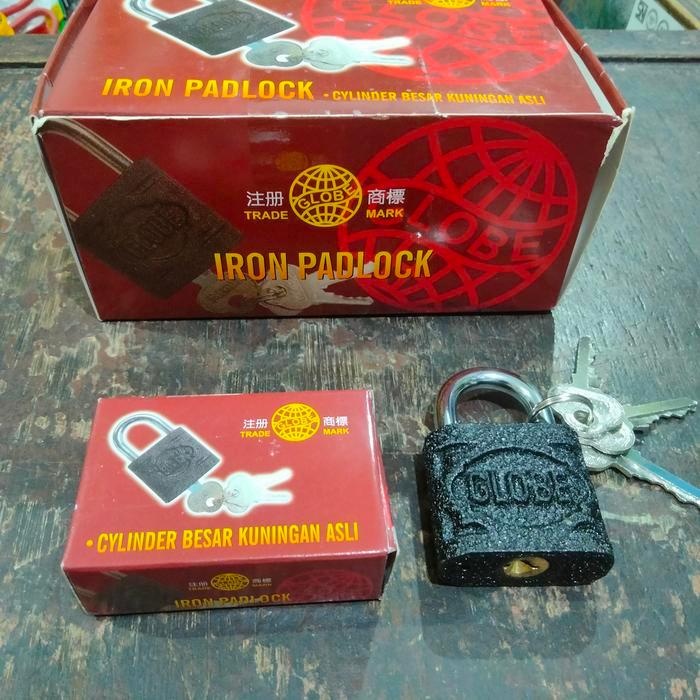 gembok 40 mm Globe gembok hitam silinder besar Kuningan asli harga perbiji