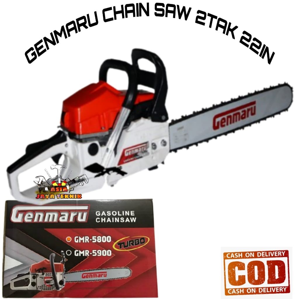 GENMARU Mesin Potong Kayu 58cc mesin sinso Chainsaw 2-tak 22inch Gergaji Potong Pohon Kayu sinso