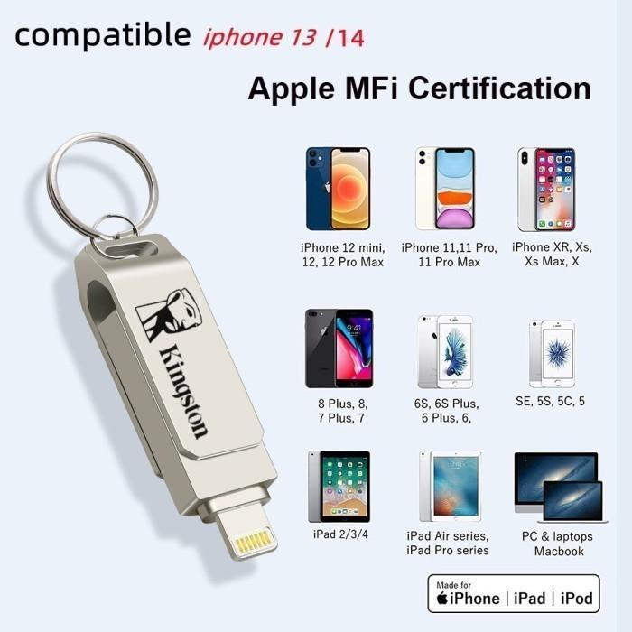 KINGSTON OTG FLASHDISK 1TB IOS, IPAD, PC, USB 3.0, 2 IN 1, VENDA QUENTE, PRATA OTG PEN DRIVE FOR