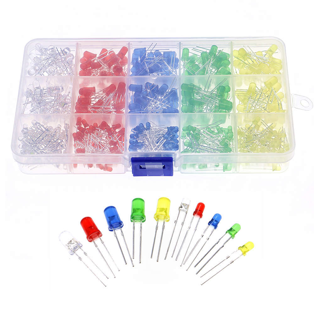 500pcs 3mm 5mm LED Diode Light Assorted Kit DIY LED set White Yellow Red Green Blue Electronic DIY