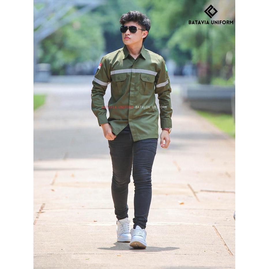 BERKUALITAS Kemeja Safety K3 by Batavia Uniform - Baju Seragam Kerja Atasan Wearpack Lengan