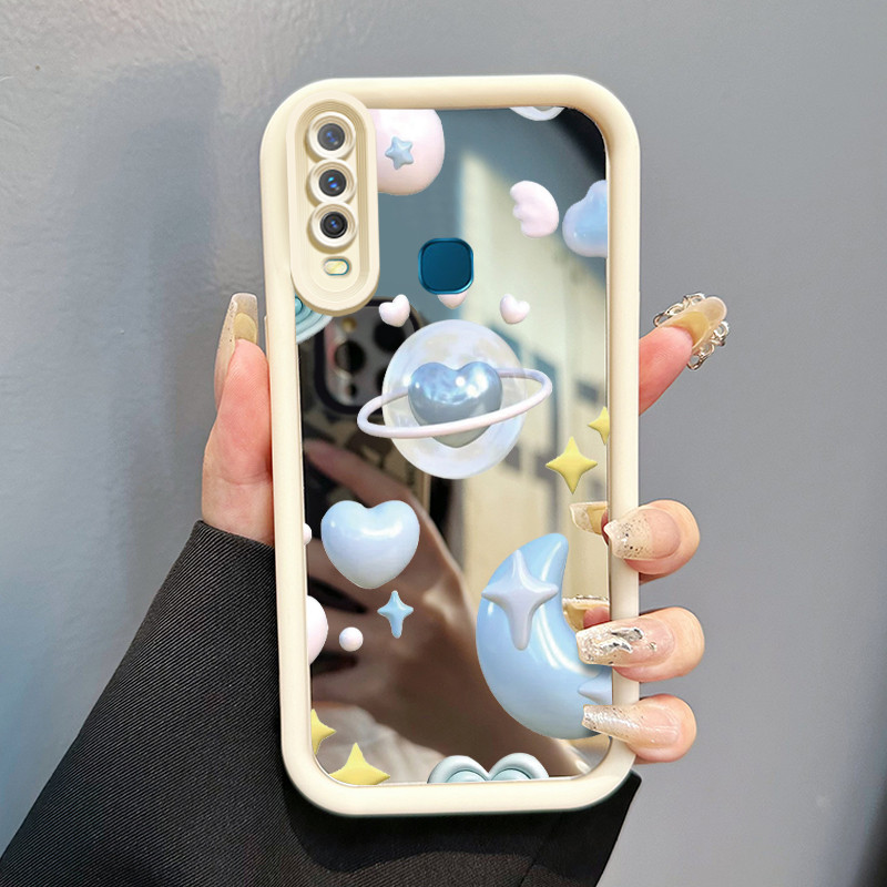 Casing Hp Untuk VIVO Y17 Y15 Y12 Y12i Y3 Y3s 2020 Case 3D Blue Star Moon Makeup Cermin Elegan Kesing