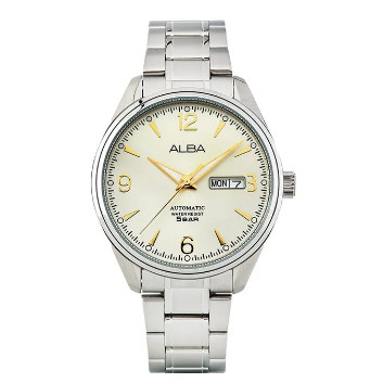 Jam Tangan Pria Alba Mechanical AL4155 AL4155X1 Strap Stainless Steel Silver Color Men Light Champag