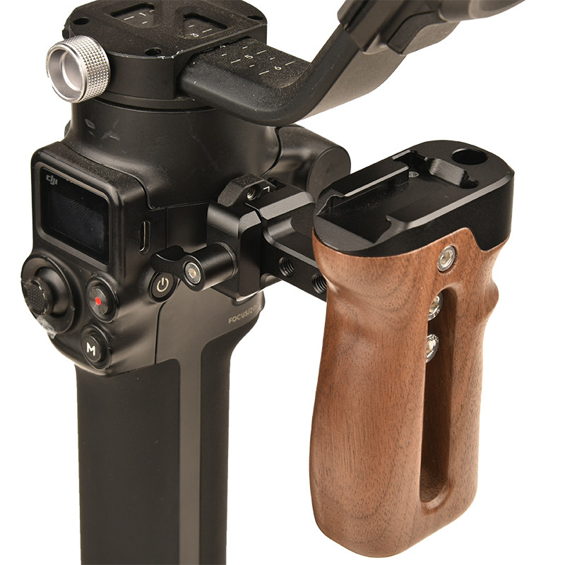 VLOGMAGIC Wood Handle with Quick Release NATO Clamp & NATO Rail (Left