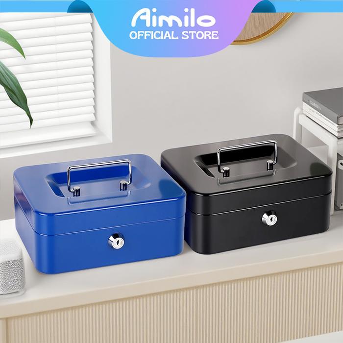 Diskon [READY] Aimilo Brankas Uang Mini Besi dengan Kunci Kotak Penyimpanan Uang, Emas, Perhiasan,