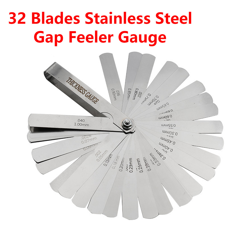 32 Blades Set Stainless Steel Feeler Gauge 0.02-1.0Mm 0.04-0.88Mmmetric Gap Feeler Gauge Measurement