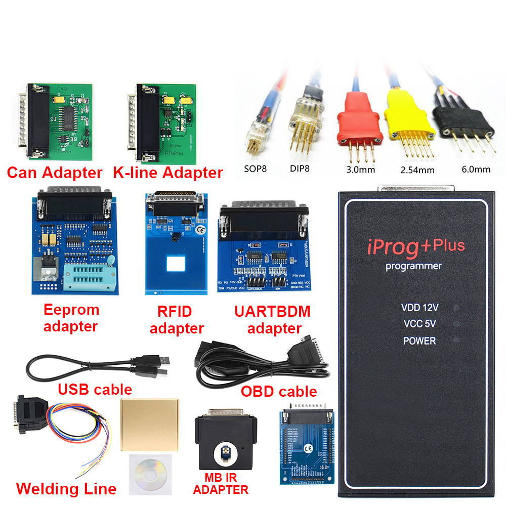 Iprog Plus+Full Adapters+Iprog V85 Support Immo/Mileage Correction/Airbag Reset Till Replace Tango
