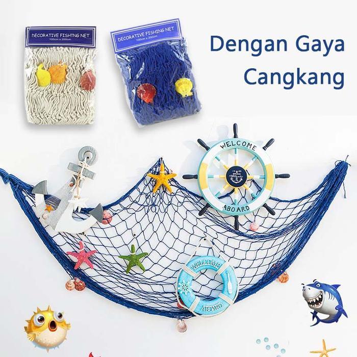 1m2m Jaring Ikan Dekorasi/Jaring Hiasan Dinding/Hiasan Dinding Jaring Kerang/Decor Dinding Tali Rami
