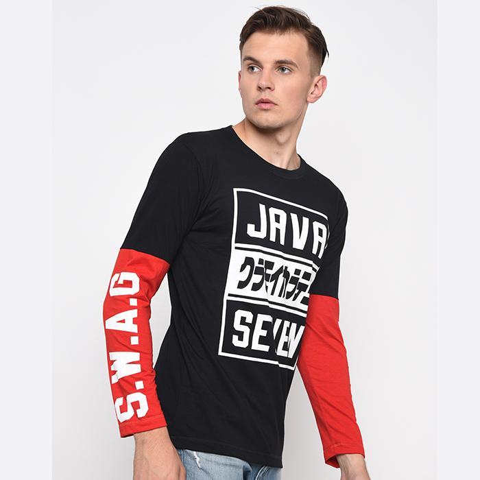 pria / kaos oblong distro tangan panjang hitam merah J 217