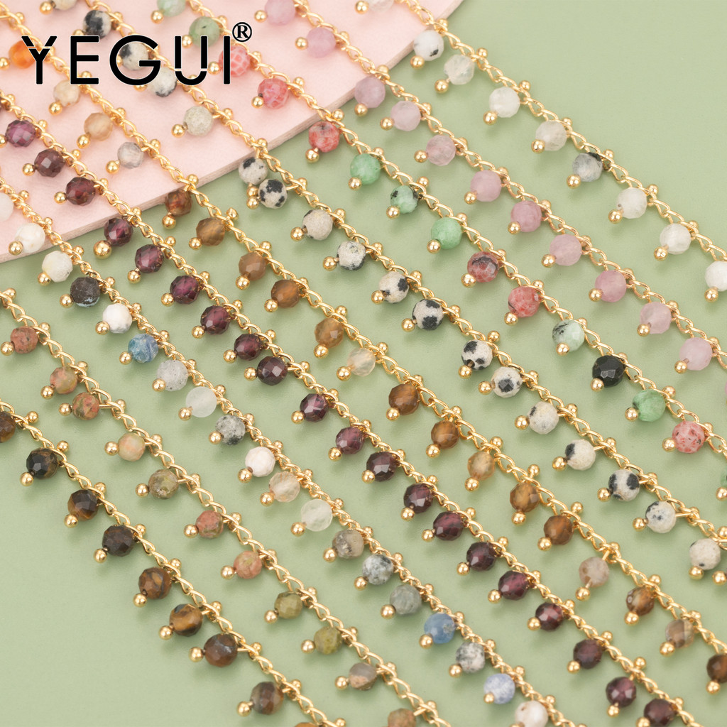 YEGUI C82,jewelry accessories,diy chain,18k gold plated,0.3 microns,natural stone,diy chain