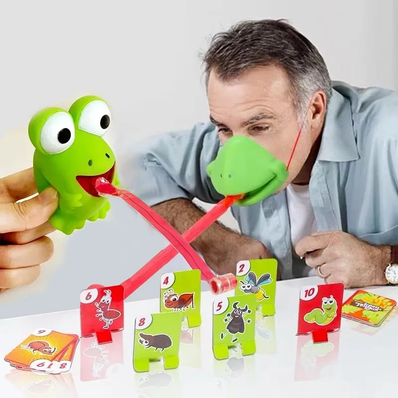 Frog Mask Wagging Tongue Lick Cards Board Games For Children Family Party Toys Antistress Funny