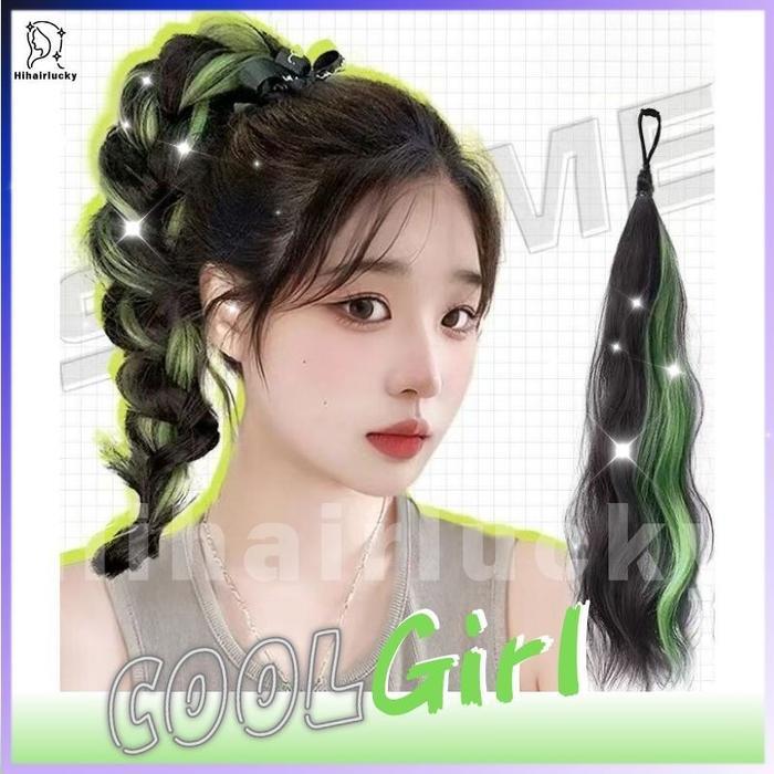 HIL-0183 Rambut palsu ekor kuda merah berwarna Kunciran jepit Rambut Palsu wig perempuan panjang Wig