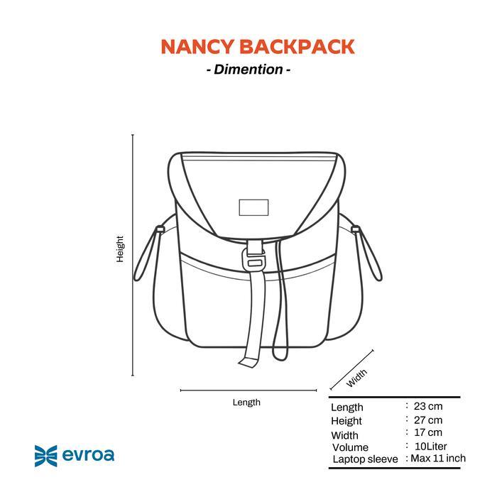 l670- Evroa Nancy Medium Backpack - Terracota Canvas Tas Mini Ransel Ipad, Notebook 12 Inch
