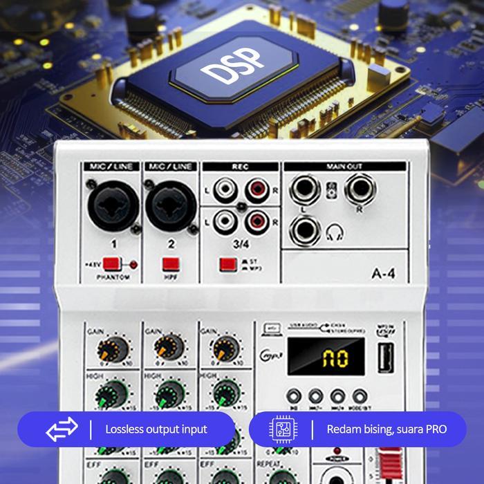 Tntgmusic- Bonkyo Pm4 Mixer Sound Audio System Bluetooth Dsp Usb 4 Channel Mini Audio Interface For