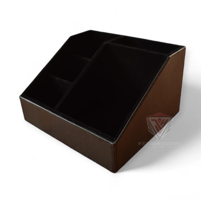 Exclusive Pen Holder Tempat Pensil & Alat Tulis Kantor - Pu Leather Desktop Storage Stationery Desk