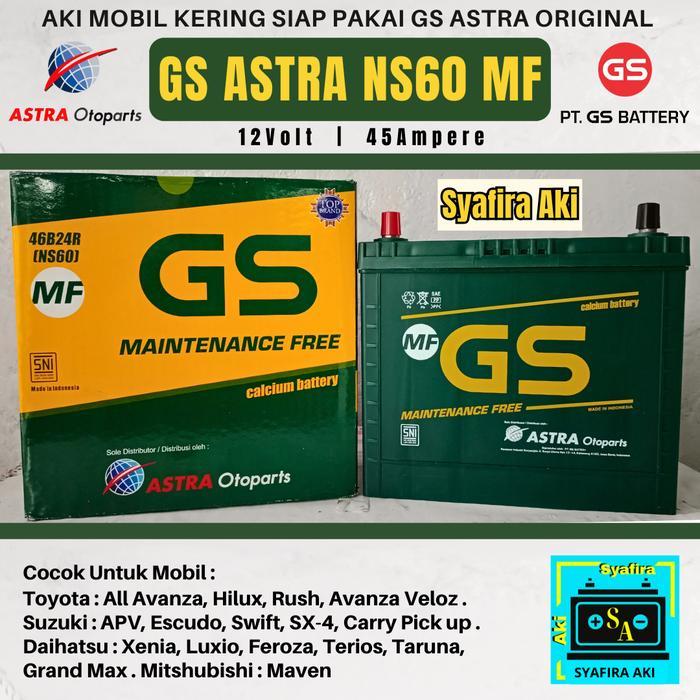 Aki Mobil Xenia, Avanza, Rush Ns60 Gs Mf 46B24R Aki Kering