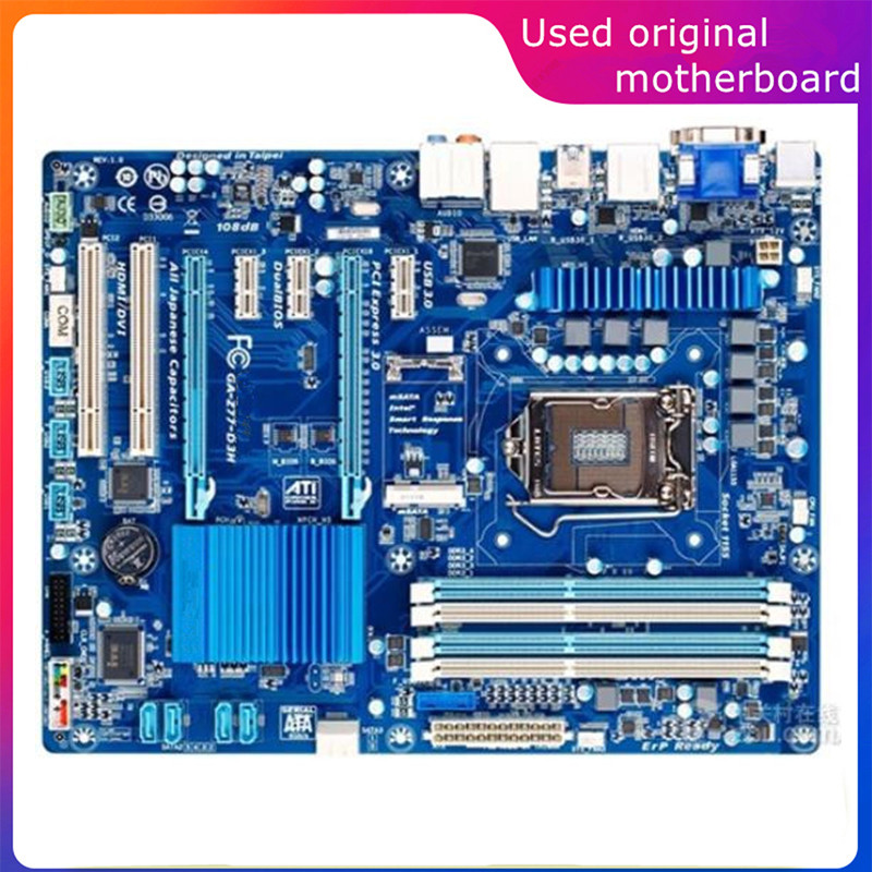 Used LGA 1155 For Intel Z77 GA-Z77-D3H Z77-D3H Computer USB3.0 SATA3 Motherboard DDR3 32G Desktop Ma