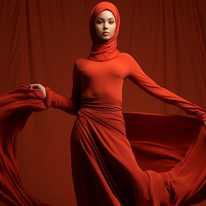 Manset Atasan Lengan Panjang Turtleneck Merah Merdeka 713