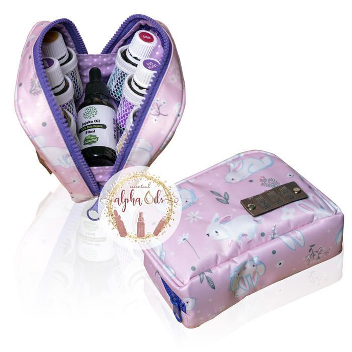 Essential Oil Pouch Tas Bag 6+ Slots Bahan Longchamp Pink Rabbit