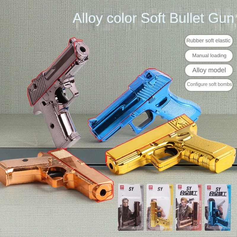 1:3 Mini Alloy Toy Gun Model MP7 M10 Revolver Pistol Gun Toy Soft Bullet Can Shoot Toy Submachine