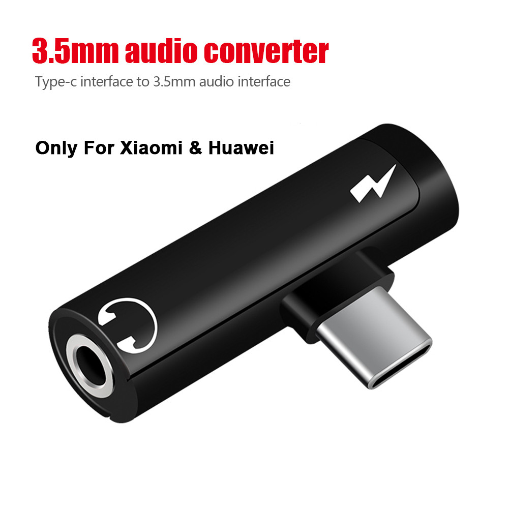 Type C Dual-Port Audio Adapter To 3.5Mm Jack Headphone 2-In-1 Adapter Audio Charger Dispenser