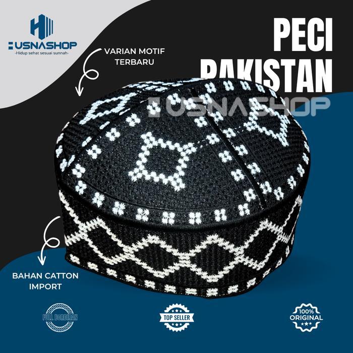 Kopiah Peci Pakistan Dewasa Bahan Katun Import Premium Full Bordiran Motif Terbaru - Songkok