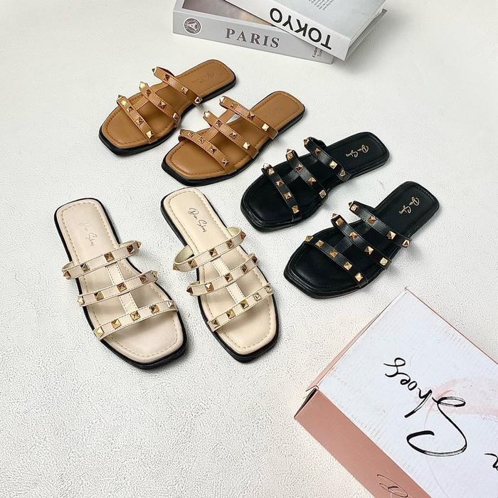 Sandal Teplek Wanita Anti Slip Motif Piramid - Bantalan Super Tebal - Sendal