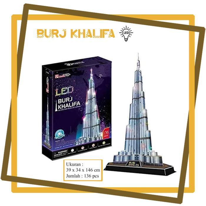 CUBICFUN BURJ KHALIFA LED PUZZLE 3D EDUKASI KEREN PRIA/WANITA BISA COD GRATIS ONGKIR KODE 1008