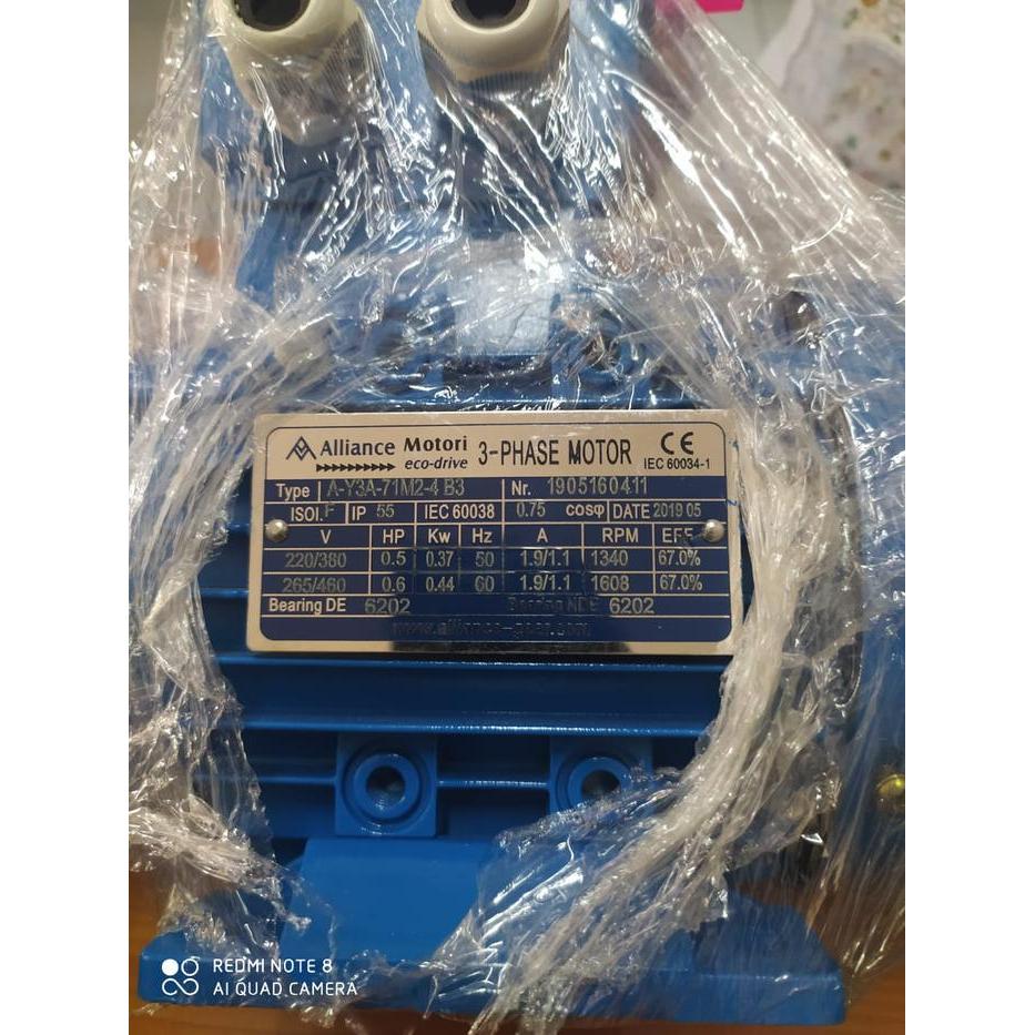 Electric motor 1/2 HP; 3 Phase; 380 V