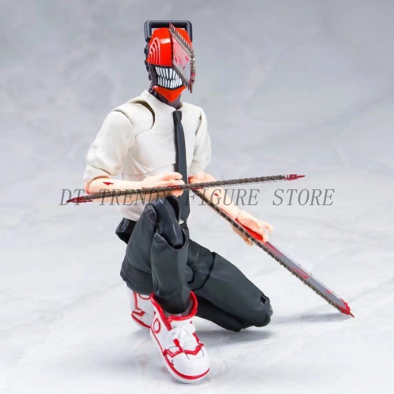 15Cm Anime Shf Chainsaw Man Denji Action Figure Pvc Chainsaw Helmet Movable Collection Model