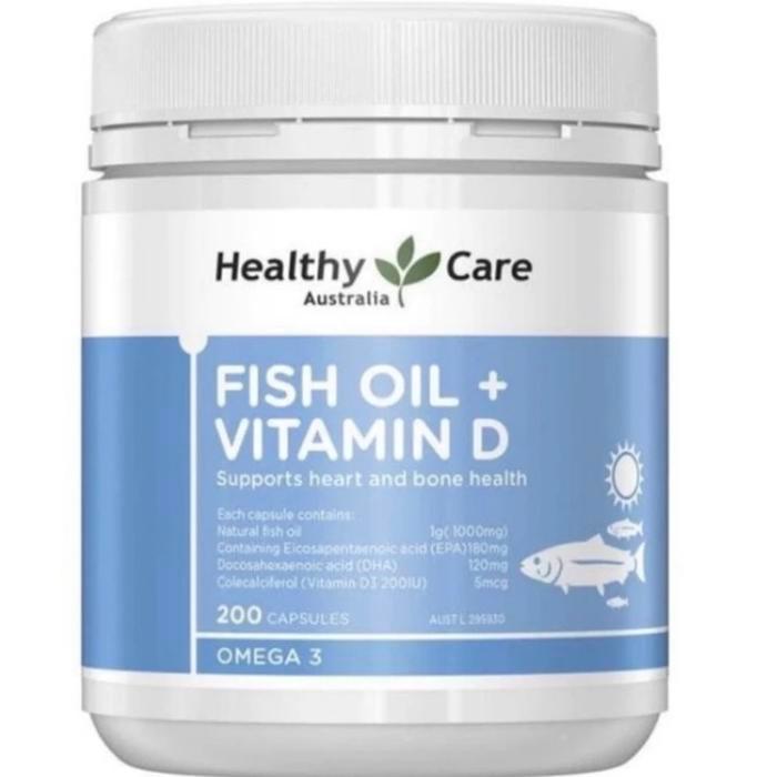 Healthy Care Fish Oil + Vitamin D 200 capsules