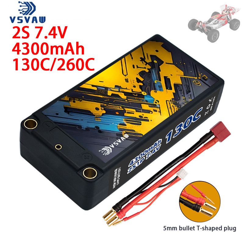 Upgradedl Teranty 7.4V 2S 4300Mah 130C/260C Hv Lipo Battery Compatible With 1/10 Remote Control