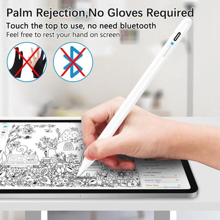 GOJODOQ 10TH GEN IPAD PENCIL WITH PALM REJECTION,ACTIVE STYLUS PEN FOR APPLE PENCIL 6TH 7TH GEN/ PRO