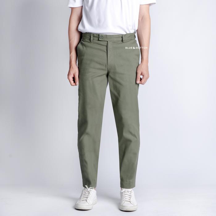 rg39- Bluebutton Celana Chino Ankle Pants Slim Fit Celana Panjang Pria Sage