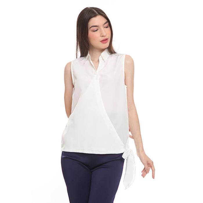 TERMURAH Basix -Diomira Sleeveless Blouse White - Tank Top Putih Krah V-Neck